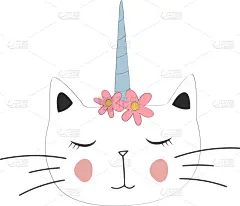 可爱的,符号,猫,独角兽,分离着色,宠物,创造力,粉色,概念