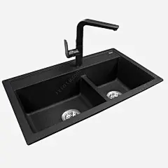 德国正品石英石水槽png免抠素材_新图网 https://ixintu.com 花岗岩厨房洗菜盆 大双槽水池 进口水槽 黑色水槽