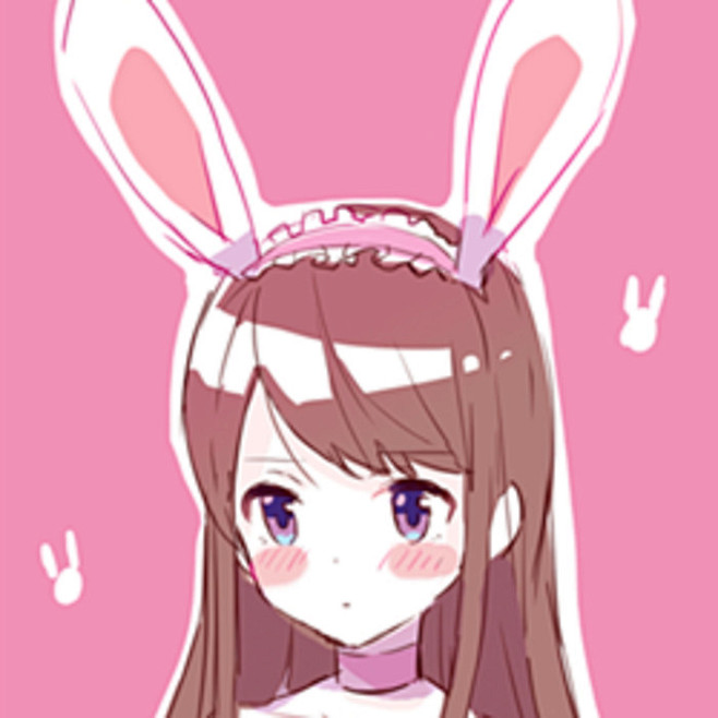 二次元萌系头像少女粉兔耳兽耳