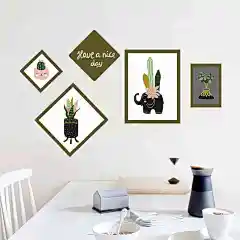 北欧风格装饰画贴纸客厅墙面装饰墙贴自粘卧室仿真相框壁纸可移除-tmall.com天猫