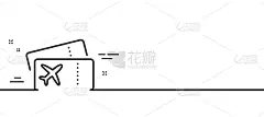 登机牌线路图标。机票的迹象。最小线模式横幅。向量
