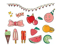 手绘卡通元素   - 源文件下载【酷图网】手绘卡通元素,卡通,花,手绘,彩色,色彩,梦幻,几何,可爱,小清新,节日,生日,