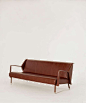 Jacques Quinet; Saddle-Stitched Leather and Chrome Sofa, c1960.: