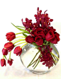 Stunning red contemporary style floral arrangement.: 