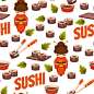 139可爱卡通拟人寿司造型日本食物EPS矢量设计素材-淘宝网