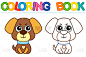 涂色页有趣的小狗，狗。儿童活动矢量图画书