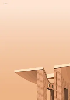 大气绚烂浅褐色手绘建筑质量素材