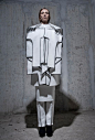 Wearable Sculpture with black edged, layered construct - fashion as art; experimental fashion design // Peter Movrin