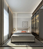 Современная спальня с декоративной светодиодной подсветкой. Серый, белый, бежевый: