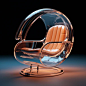 A transparent chair, sitting down feels like floating in the air, ring lighting, Constructivism, 32K, high resolution --v 5.2