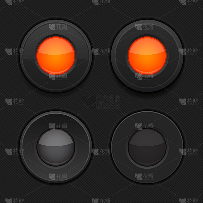 单选按钮。黑色和橙色的界面3d标志