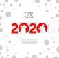 创意2020鼠年新年快乐主题海报模板套装[PSD]  