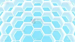 摘要白色六边形在浅蓝色背景，几何蜂窝背景，三维渲染