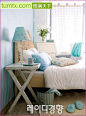 蓝色韩式卧室实景图床