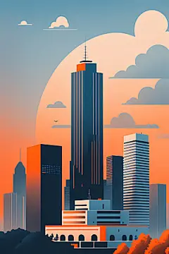 城市大厦扁平风插画