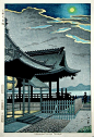 美术馆绘画风格Moonlight in Mii temple, 1948 by Asano Takeji... my favorite ukiyo-e artist