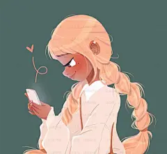 金发美女卡通头像iPad欧美风插画