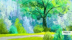 唯美手绘春天春景旅游踏青樱花树森林插画PSD设计源文件素材H1875-淘宝网