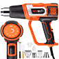 REXBETI Variable Temperature Heat Gun with 9 Attachments, Max Temperature up to 1210°F, 3 Air Flows Control, Fast Heating and Cooling, Perfect for Crafts, Shrinking PVC/Wrap, Stripping Paint - - Amazon.com