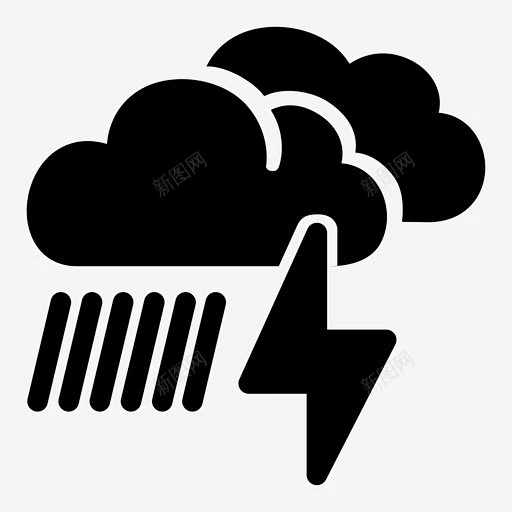 暴雨伴有闪电多云暴风雨图标 页面网页 平面电商 创意素材-花瓣网