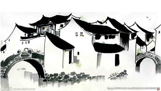 吴冠中国画 江南水乡 水墨画-花瓣网