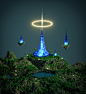 Magicavoxel - Glass Tower, Yannick Castaing : My first main try with the new release of Magicavoxel. Better, stronger, harder ^^