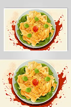AI数字艺术油泼面面食美食插画-众图网