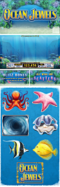 Ocean Jewels (Video Slot) : Art for Ocean Jewels, an underwater themed slot machine game