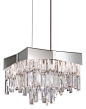 Schonbek Riviera RF2410 Crystal Pendant, Price Upon Request 類似蝴蝶結的設計讓硬朗的金屬框架妙趣橫生，璀璨的條狀水晶層層垂落，灑下純真與浪漫。