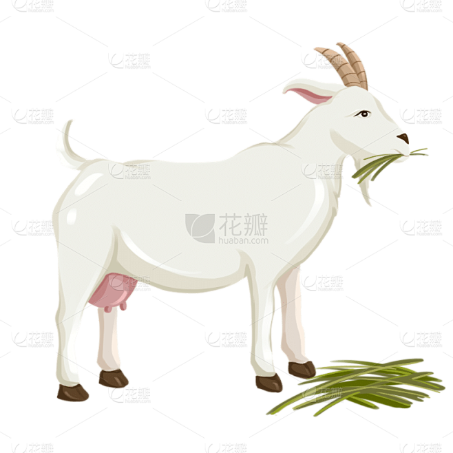 手绘-动物元素贴纸-山羊
