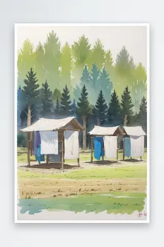 数字艺术水彩风景画水彩静物田园风插画装饰-众图网