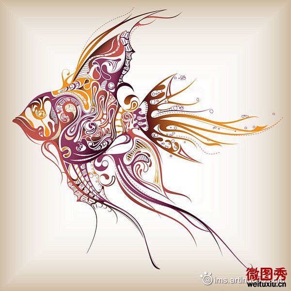 中国风创意剪纸游鱼 - 平面设计 #采集...