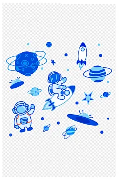 扁平风宇宙太空星球火箭装饰图案免扣元素