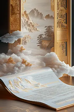 中式画轴绘画背景素材