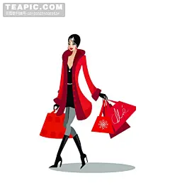 时尚购物女孩#女孩##购物##时尚##雪花##长筒靴##皮衣##图标##手提袋#