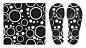Summer abstract black and white seamless pattern with circles and rings. pattern design for printing on flip-flops.