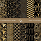 Black & Gold Foil Art Deco Digital Paper, Geometric Design, Vintage Background, Jazz Age Printable,