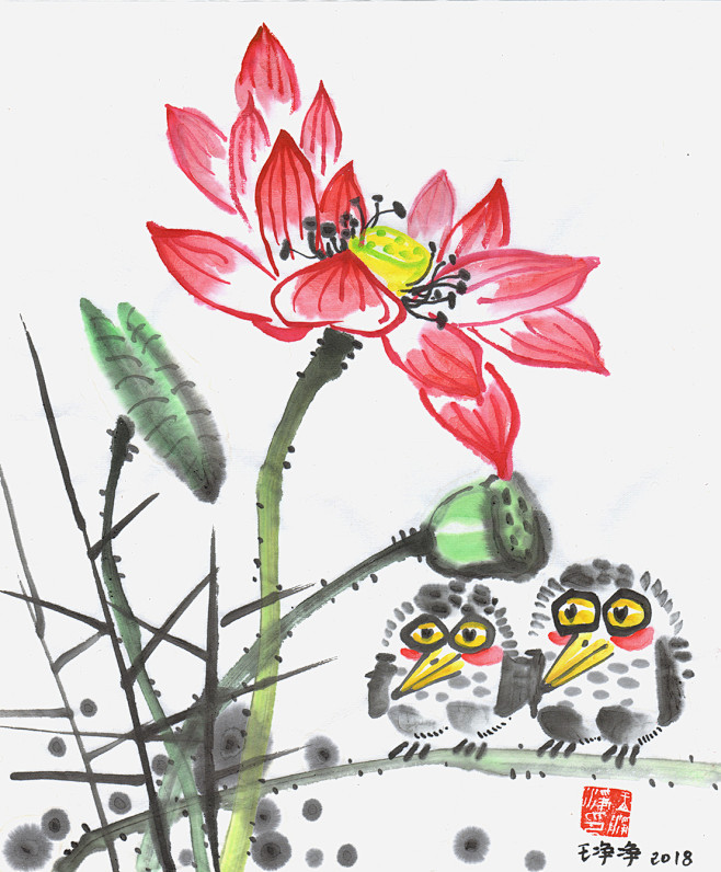 画儿晴天宣纸水墨画花卉系列