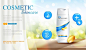 Anúncios de shampoo de limpeza suave ou produtos de cuidados com a pele com banner de garrafa para produtos de beleza de madeira