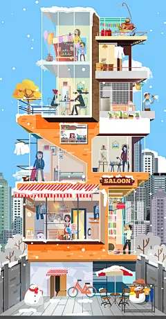 美的洗衣机微博背景插画