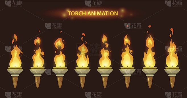 卡通动画火炬。素材-花瓣网