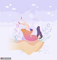 哭泣美女 双手呵护 手写手绘 理解帮助 关心关爱插图插画设计AI tid111t002262 人物插画 亲子活动