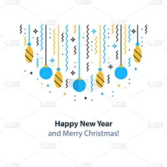 新年装饰元素，寒假背景，圣诞节庆祝，节日明信片，矢量平面插图