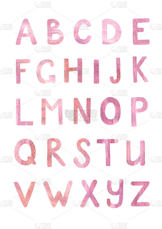 水彩画手绘可爱的abc字母