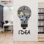 idea灯泡创意亚克力3d立体墙贴画贴纸办公室客厅沙发背景墙面装饰-淘宝网