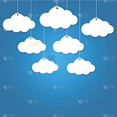 8纸云挂在蓝色的背景上。