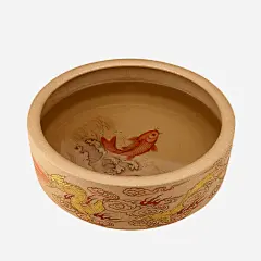 紫砂茶洗免抠素材_新图网 https://ixintu.com 产品实物图 手绘 紫砂茶洗 金鱼花纹 陶瓷