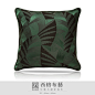 西格布艺 现代风格 软装样板房抱枕 样板间靠垫 绿色提花装饰方枕-淘宝网