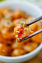 Crispy sweet chili chicken in a bowl ready to serve.