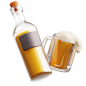 Beer Bottle And Glass 3D Icon